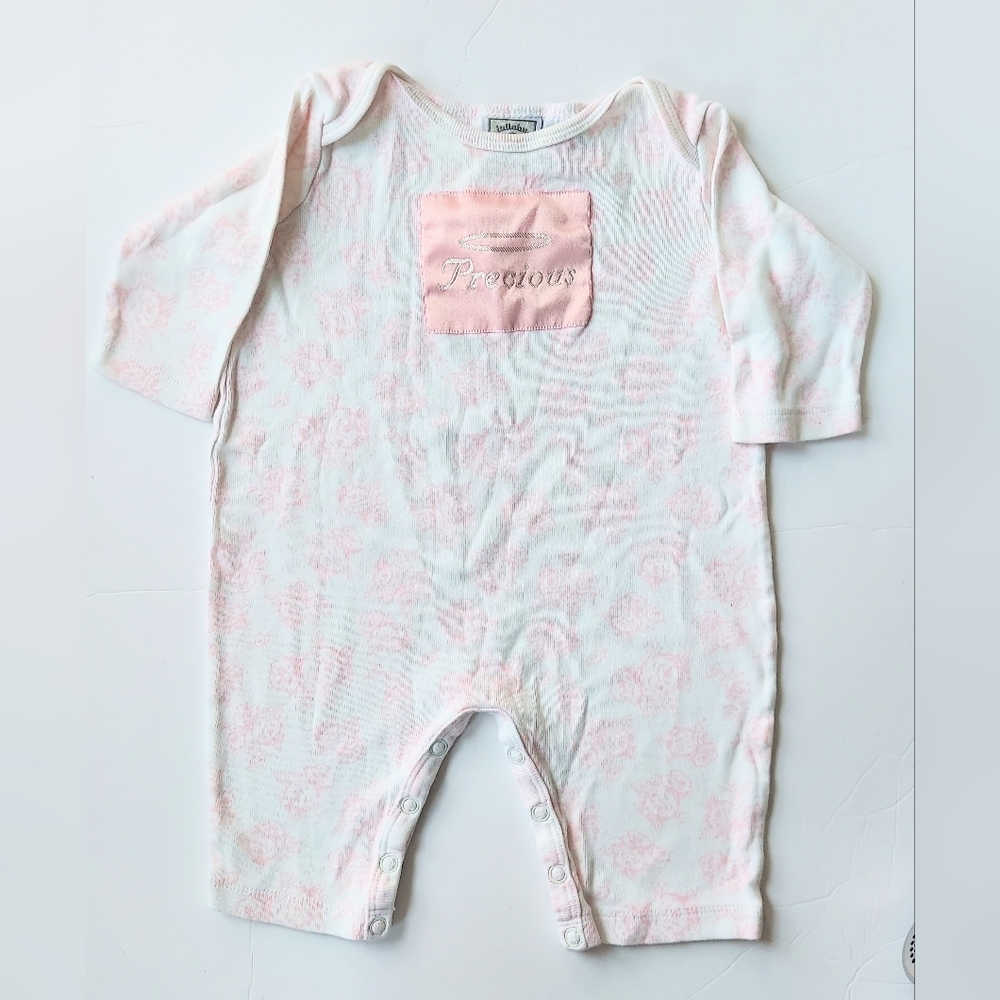 The Lullaby Club Size 6M One Piece Long Sleeve Pink Floral Footless Romper